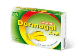 Dremogal A+E, Gal olej z wiesiołka z witaminami w 48 kapsułkach dla skóry wrażliwej z problemami