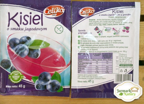 Bezglutenowy kisiel jagodowy, Celiko, zdjęcie rzeczywistego produktu