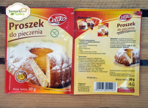 Proszek do pieczenia, Celiko, bezglutenowy, zdjęcie rzeczywiste produktu