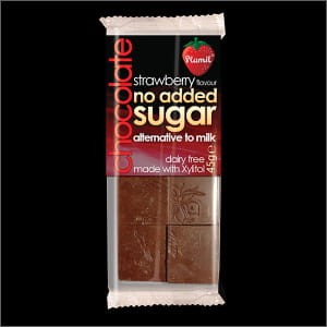 Czekolada bezglutenowa bez cukru mleczna truskawkowa z ksylitolem 45g  słodycze bezglutenowe, produkty bezglutenowe