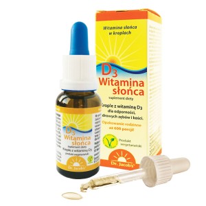 D3 Witamina słońca, Krople z wit. D3 dla odporności, zdrowych zębów i kości 20ml