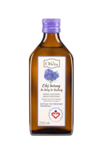 Olej lniany zimno tłoczony nierafinowany do diety dr Budwig 250ml
