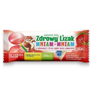 Zdrowy lizak truskawkowy Mniam-Mniam bezcukrowy z witaminami 6g