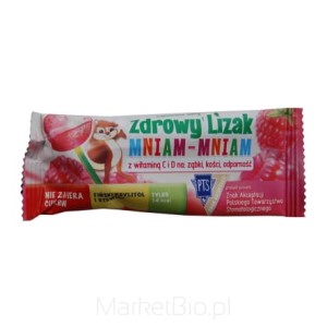 Zdrowy lizak malinowy Mniam-Mniam bezcukrowy z witaminami 6g