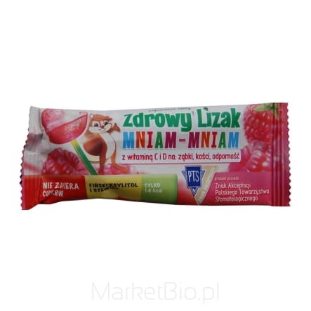 Zdrowy lizak malinowy Mniam-Mniam bezcukrowy z witaminami 6g