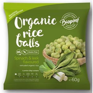 Bezglutenowe kulki ryżowe ze szpinakiem i porem, 60g