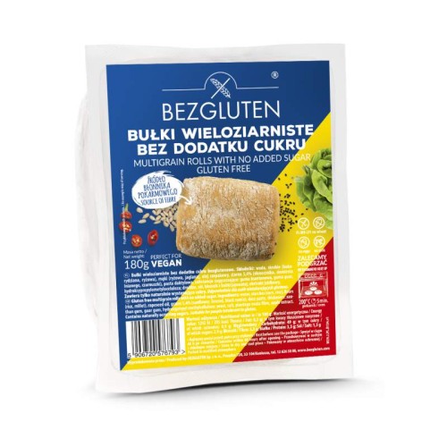 Bułki wieloziarniste bez glutenu, cukru, jaj, mleka i skrobi 180g
