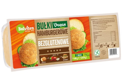 Bułki hamburgerowe z sezamem bez glutenu, pszenicy, laktozy i jajek 140g (2 sztuki)