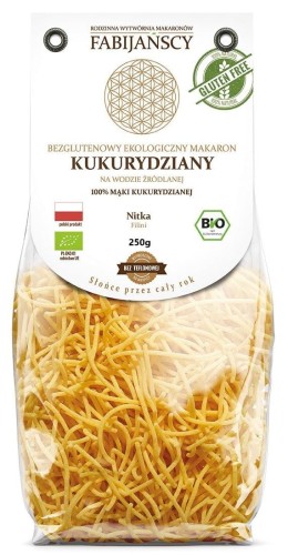 Bezglutenowy makaron kukurydziany nitka BIO, Fabijańscy 250g