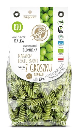 Bezglutenowy makaron z groszku świderek, Fabijański 250g