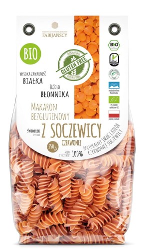 Makaron z czerwonej soczewicy świderek BIO, Fabijańscy 250g