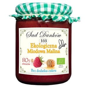 Ekologiczna miodowa malina bez cukru, Sad Danków 260g