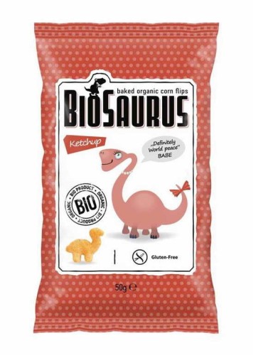 Chrupki kukurydziane ketchupowe Dinosaury BIO, BioSaury 50g
