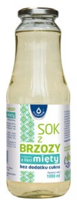 Sok z brzozy z naparem z liści mięty bez dodatku cukru 1l