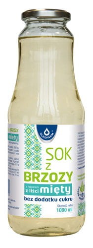 Sok z brzozy z naparem z liści mięty bez dodatku cukru 1l