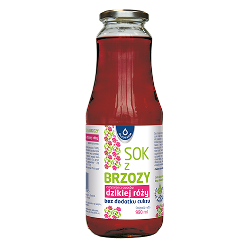 Sok z brzozy z naparem z owoców dzikiej róży bez dodatku cukru 1l