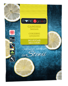 Cukierki cytrynowe bez cukru ze stewią 50g