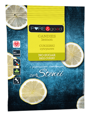 Cukierki cytrynowe bez cukru ze stewią 50g