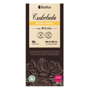 Czekolada mleczna bez cukru słodzona fruktozą 50g