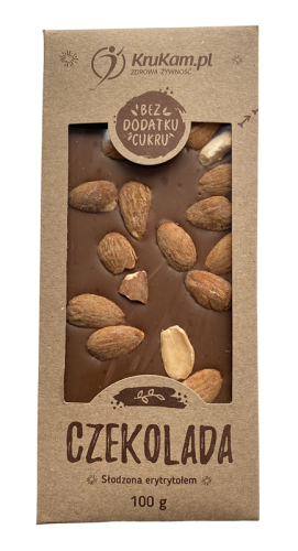Czekolada mleczna bez cukru (słodzona erytrytolem) z solonymi migdałami 100g