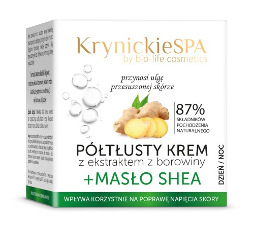 Krem borowinowy półtłusty Krynickie Spa z masłem shea i imbirem, 50ml
