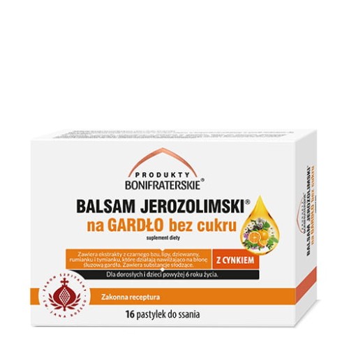 Balsam jerozolimski na gardło bez cukru 16 pastylek