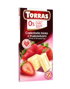 Czekolada biała z truskawką bez cukru 75g
