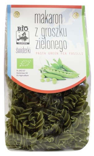 Makaron z groszku zielonego świderki bio 250g