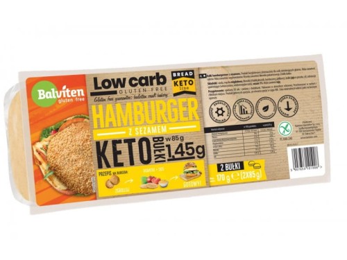 Keto bułki hamburgerowe z sezamem, bez glutenu 170g
