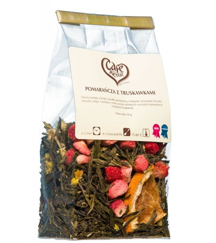 herbata zielona pomarancza z truskawkami 50g