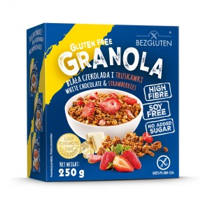 Bezglutenowa granola biała czekolada i truskawki 250g