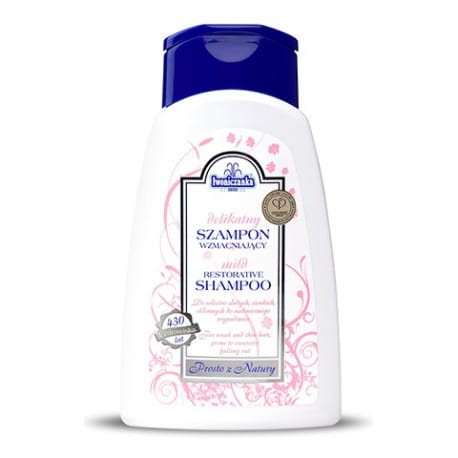 Szampon wzmacniający przeciw wypadaniu włosów z wodą termalną, białą herbatą, skrzypem i jedwabiem, Uzdrowiska Iwonicz,  250ml 