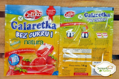 Galaretka natura truskawkowa, Celiko, zdjęcie rzeczywistego produktu