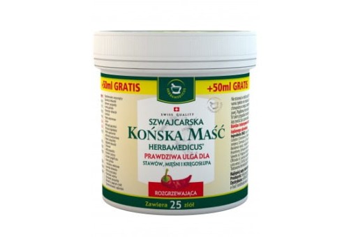 Końska maść rozgrzewająca Herbamedicus z ekstraktem z chilli, 250ml + 50ml gratis