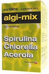 Algi, spirulina, chlorella, acerola na zmęcznie 100tabletek