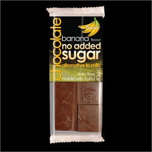 Czekolada  ​​​b​​​e​​​z​​​g​​​l​​​u​​​t​​​e​​​n​​​o​​​w​​​a​ ​b​e​z​ ​c​u​k​r​u bananowa z ksylitolem 45g słodycze bezglutenowe, produkty bezglutenowe