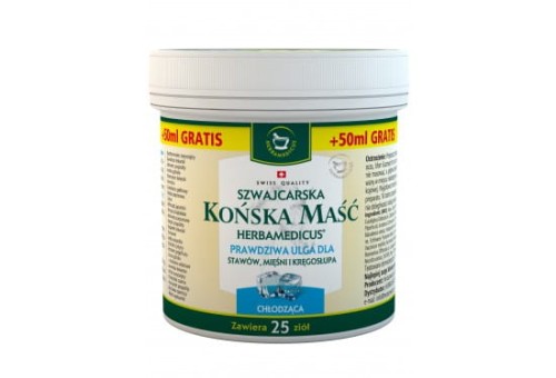 Końska maść chłodząca Herbamedicus znieczula i orzeźwia, na bóle mięśni, stawów i kręgosłupa, 250ml + 50ml gratis
